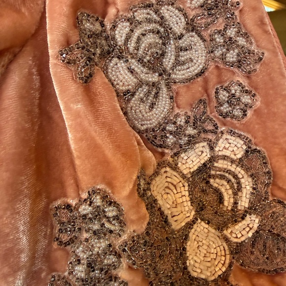 Free People Velvet Pink Mini Dress with Floral Embroidery 4 - Picture 2 of 8